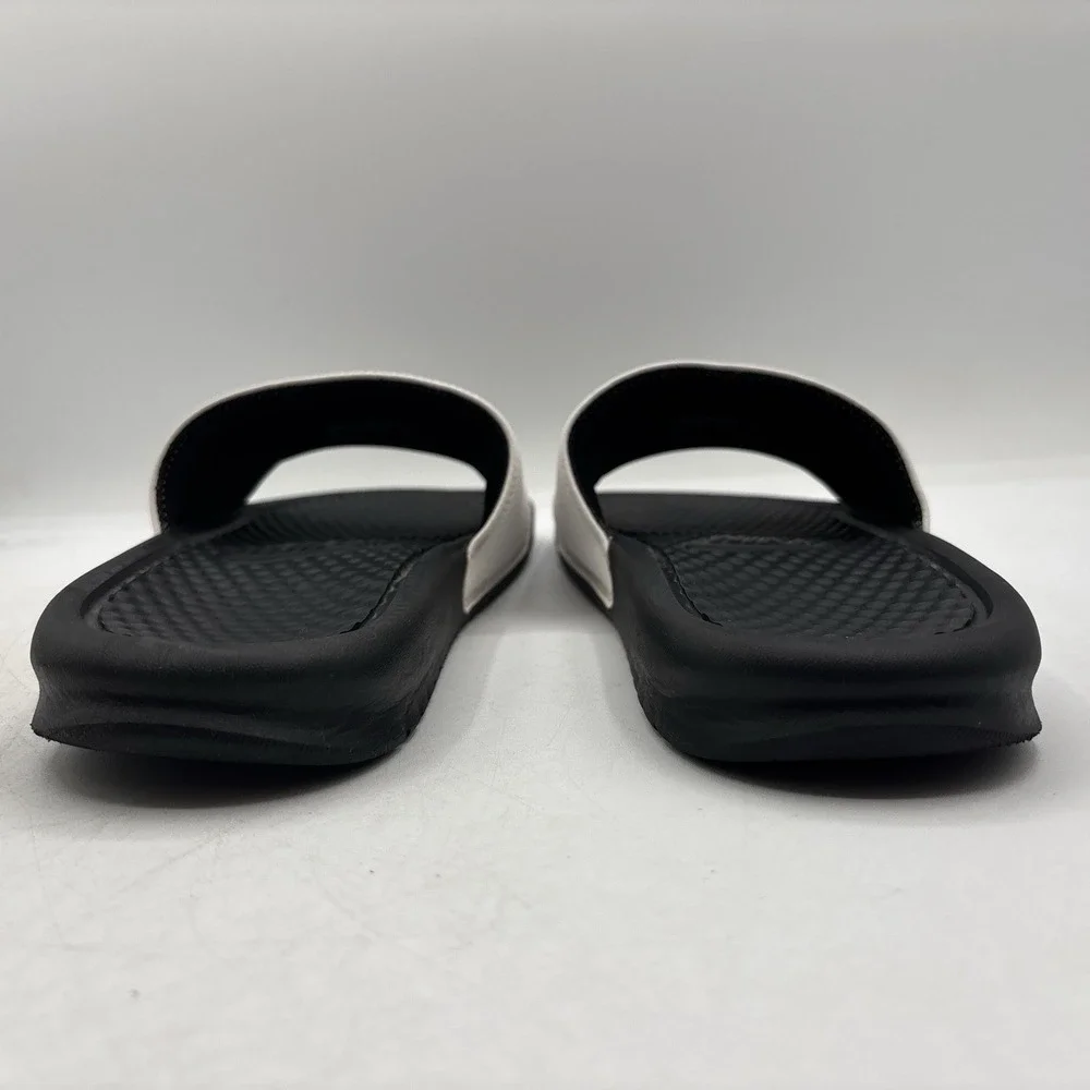 Nike Benassi JDI Slides Mens Size 8 White Black 343880-100 Slip On Sport Sandals
